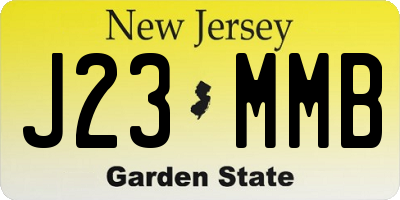 NJ license plate J23MMB