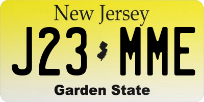 NJ license plate J23MME