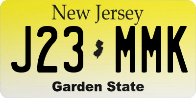 NJ license plate J23MMK