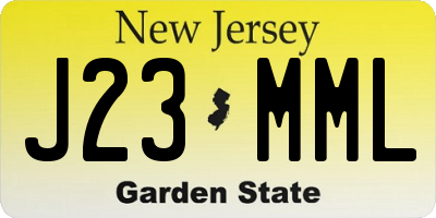 NJ license plate J23MML
