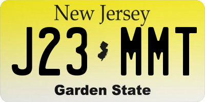 NJ license plate J23MMT