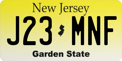 NJ license plate J23MNF