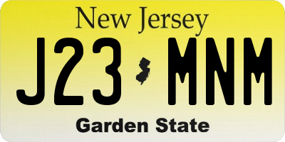 NJ license plate J23MNM