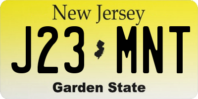 NJ license plate J23MNT