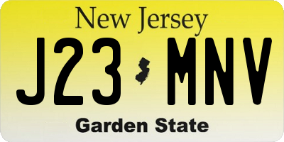 NJ license plate J23MNV