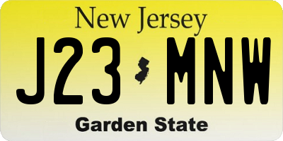 NJ license plate J23MNW