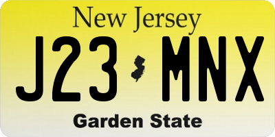 NJ license plate J23MNX