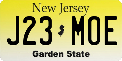 NJ license plate J23MOE
