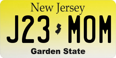 NJ license plate J23MOM