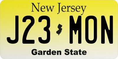 NJ license plate J23MON