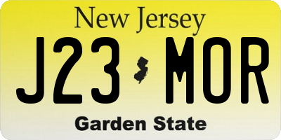 NJ license plate J23MOR