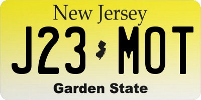 NJ license plate J23MOT