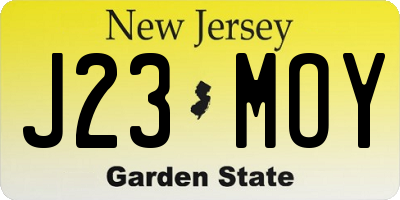 NJ license plate J23MOY