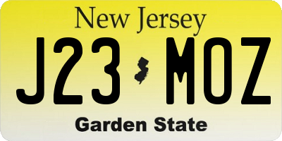 NJ license plate J23MOZ