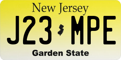 NJ license plate J23MPE