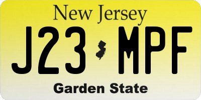 NJ license plate J23MPF