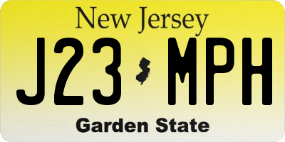 NJ license plate J23MPH