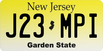 NJ license plate J23MPI