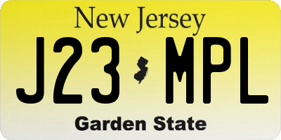 NJ license plate J23MPL