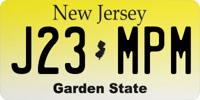 NJ license plate J23MPM