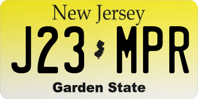 NJ license plate J23MPR