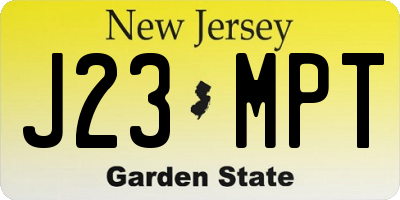 NJ license plate J23MPT