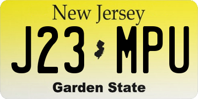NJ license plate J23MPU