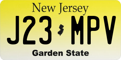 NJ license plate J23MPV