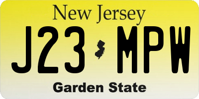 NJ license plate J23MPW