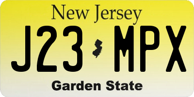 NJ license plate J23MPX