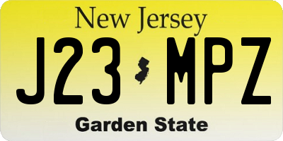 NJ license plate J23MPZ