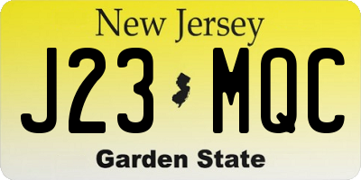 NJ license plate J23MQC