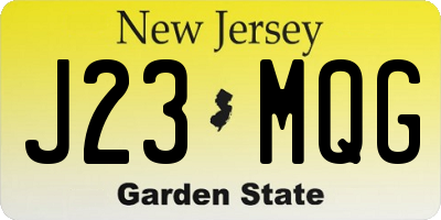NJ license plate J23MQG