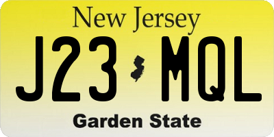 NJ license plate J23MQL