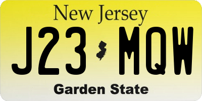 NJ license plate J23MQW