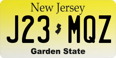 NJ license plate J23MQZ