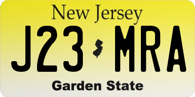 NJ license plate J23MRA
