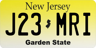 NJ license plate J23MRI