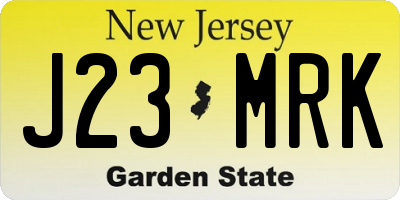 NJ license plate J23MRK