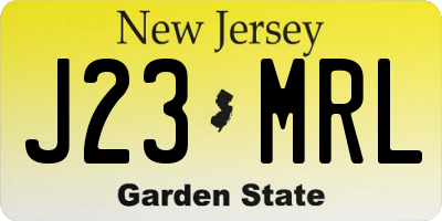 NJ license plate J23MRL