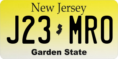 NJ license plate J23MRO