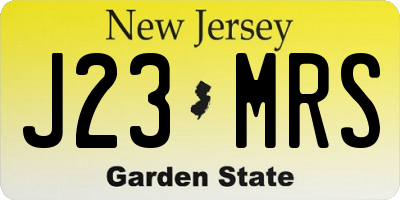 NJ license plate J23MRS
