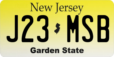 NJ license plate J23MSB
