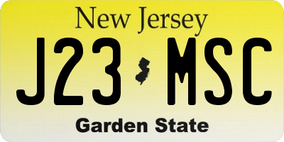 NJ license plate J23MSC