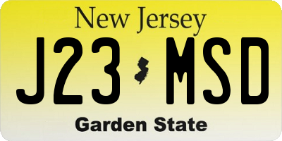 NJ license plate J23MSD