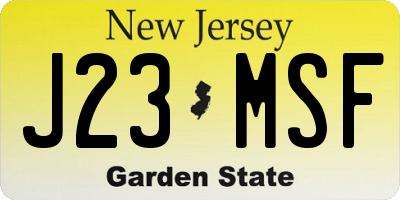 NJ license plate J23MSF