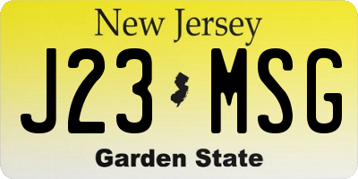 NJ license plate J23MSG