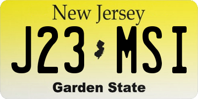 NJ license plate J23MSI