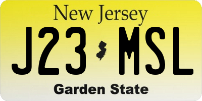 NJ license plate J23MSL