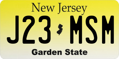 NJ license plate J23MSM